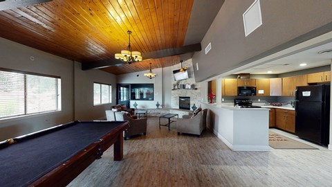 Clubhouse with Billiards Table at University Village Apartments, Colorado Springs, CO, 80918